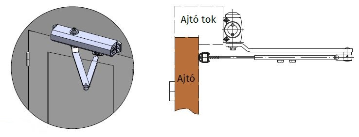 Karos Karos ajt�beh�z� szerel�se ajt� tokra - oldal n�zet