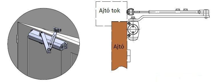 Karos Karos ajt�beh�z� szerel�se ny�l� ajt�sz�rnyon - oldal n�zet